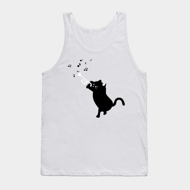 Black cat playing trumpet Tank Top by AnnArtshock